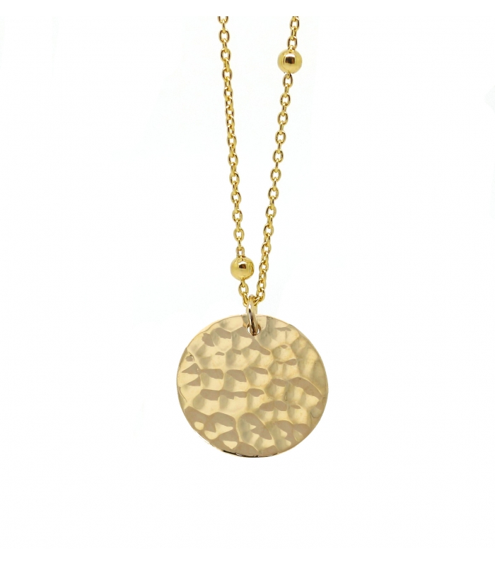Gold plated Hammered medal necklace - High quality