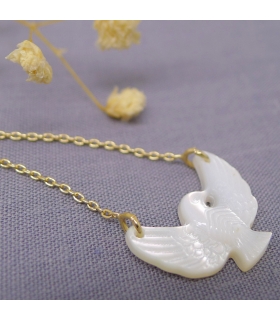 Collier Colombe en Nacre plaqué or 3 microns - Les Bijoux Acidules