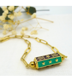 Green Talisman square chain Necklace