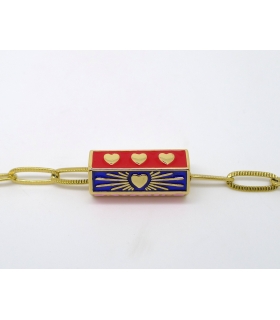 Collier Amulette Amour et chaine maille rectangle - Les Bijoux Acidules