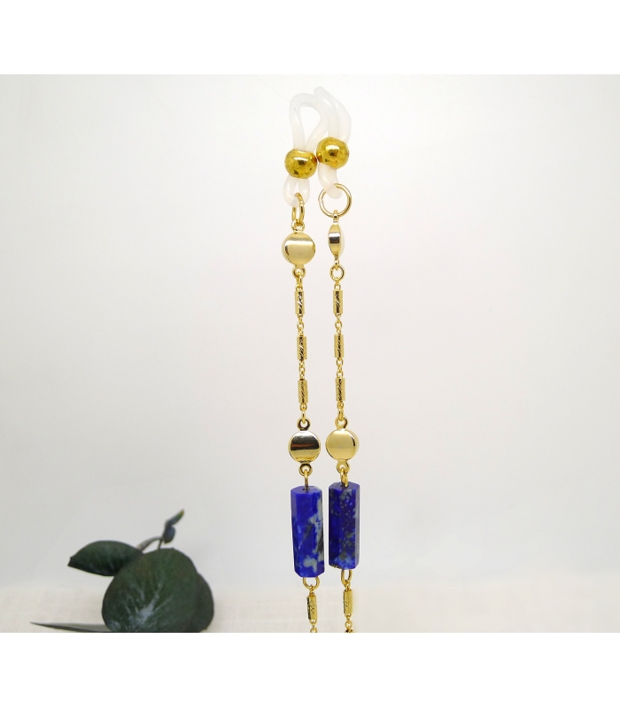 Collier de lunette Circé en Lapis Lazuli et laiton doré - Les Bijoux