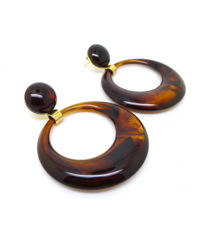 Boucles d'oreilles Pantone Ecaille Ambre foncé - Les Bijoux Acidules