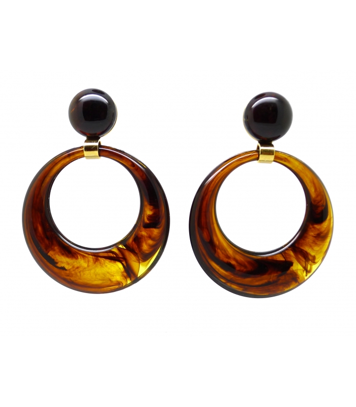 Boucles d'oreilles Pantone Ecaille Ambre foncé - Les Bijoux Acidules
