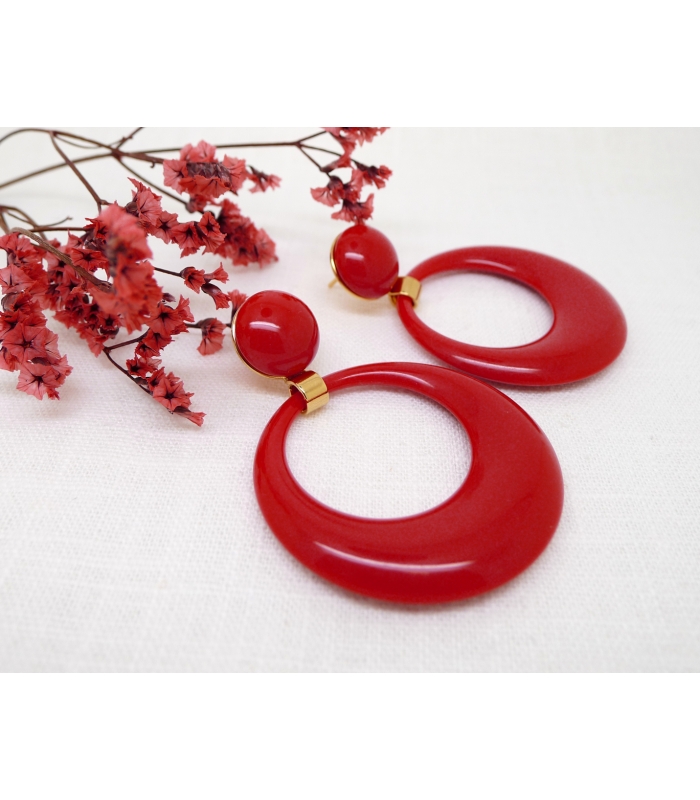 Boucles d'oreilles Pantone Piment Rouge - Les Bijoux Acidules