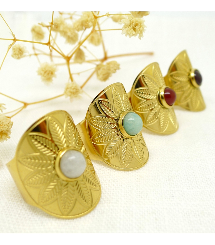 Maya gemstone ajustable ring - Boho jewel