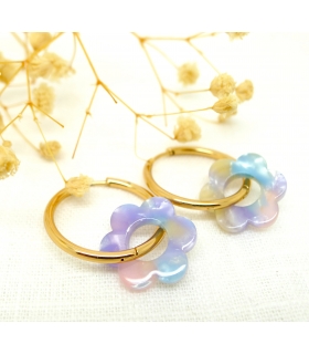 Multicolor Flower Hoop earrings