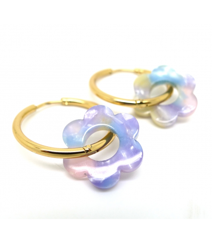 Boucles d'oreilles Créoles à Fleurs léopard - Bijoux tendance - Les Bijoux