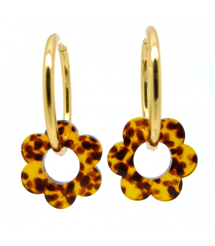 copy of Boucles d'oreilles Créoles à Fleurs pastel - Bijoux tendance - Les