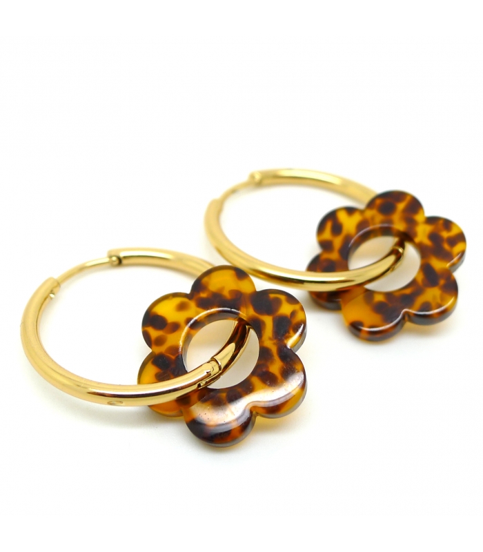 copy of Boucles d'oreilles Créoles à Fleurs pastel - Bijoux tendance - Les