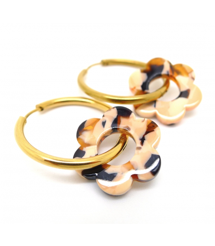 Boucles Créoles Fleurs Terrazzo - Bijoux tendance - Les Bijoux Acidules