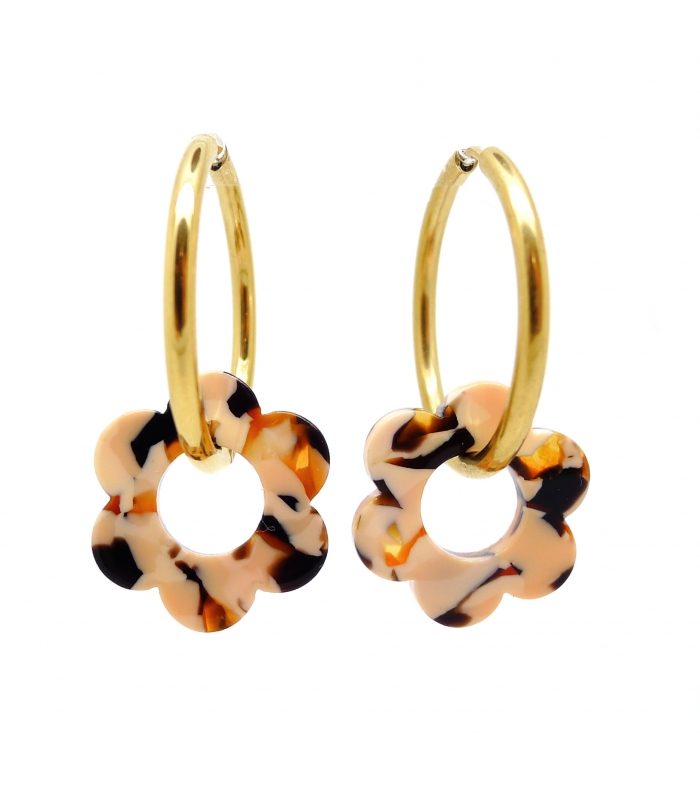 Boucles Créoles Fleurs Terrazzo - Bijoux tendance - Les Bijoux Acidules