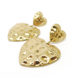Boucles d'oreilles Cœur Couture – Bijou en acier inoxydable doré - Les