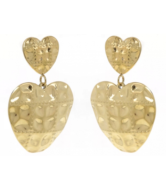 Boucles d'oreilles Cœur Couture – Bijou en acier inoxydable doré - Les