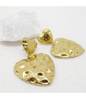 Boucles d'oreilles Cœur Couture – Bijou en acier inoxydable doré - Les