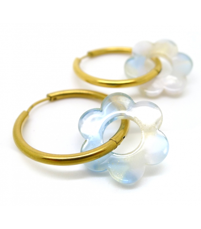 Boucles Créoles Fleurs Nuage - Bijoux tendance - Les Bijoux Acidules
