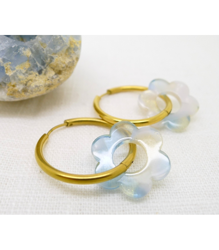 Boucles Créoles Fleurs Nuage - Bijoux tendance - Les Bijoux Acidules