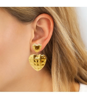 Boucles d'oreilles Cœur Couture – Bijou en acier inoxydable doré - Les