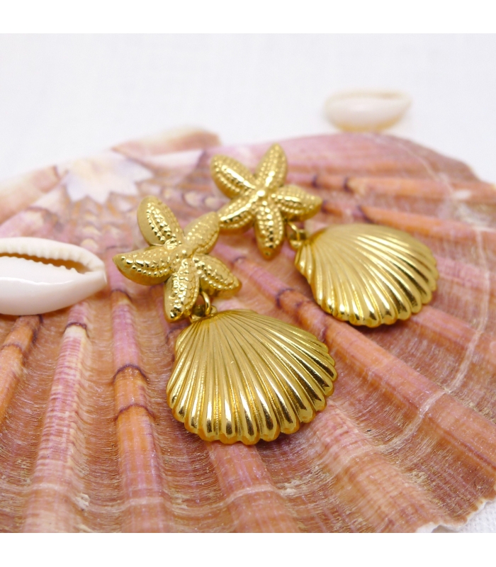 Boucles d’oreilles Etoile & Coquillage – Bijou inspiré de l’océan - Les