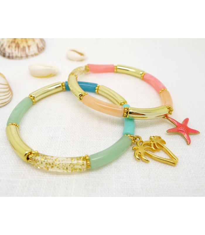 Bracelet perles tubes Palmier – Bijou estival - Les Bijoux Acidules