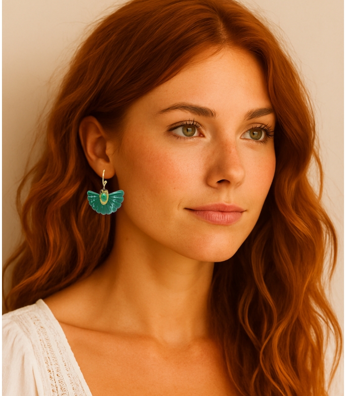 Green Fan earrings