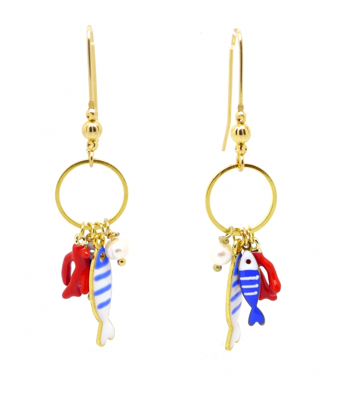Boucles d'oreilles Poisson et Corail - Trésor de la Mer - Les Bijoux