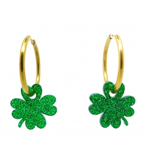 Boucles d'oreilles Lucky vert pailleté - Bijoux porte bonheur - Les Bijoux