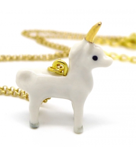 Tiny Unicorn porcelain necklace