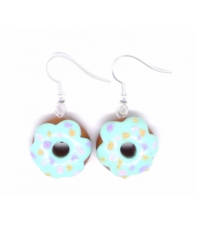 Boucles d'oreilles donuts mint - Bijoux créateur gourmands