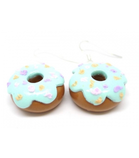 Boucles d'oreilles donuts mint - Bijoux créateur gourmands