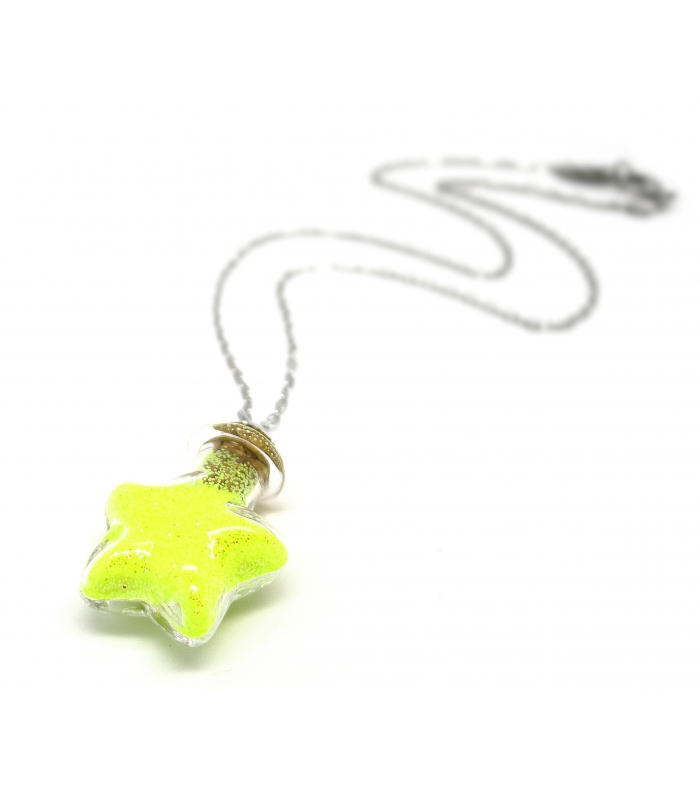Collier Poussière d'étoiles jaune néon - Les Bijoux Acidules