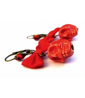 Boucles d'oreilles Santa Muerte rouges - Les Bijoux Acidules