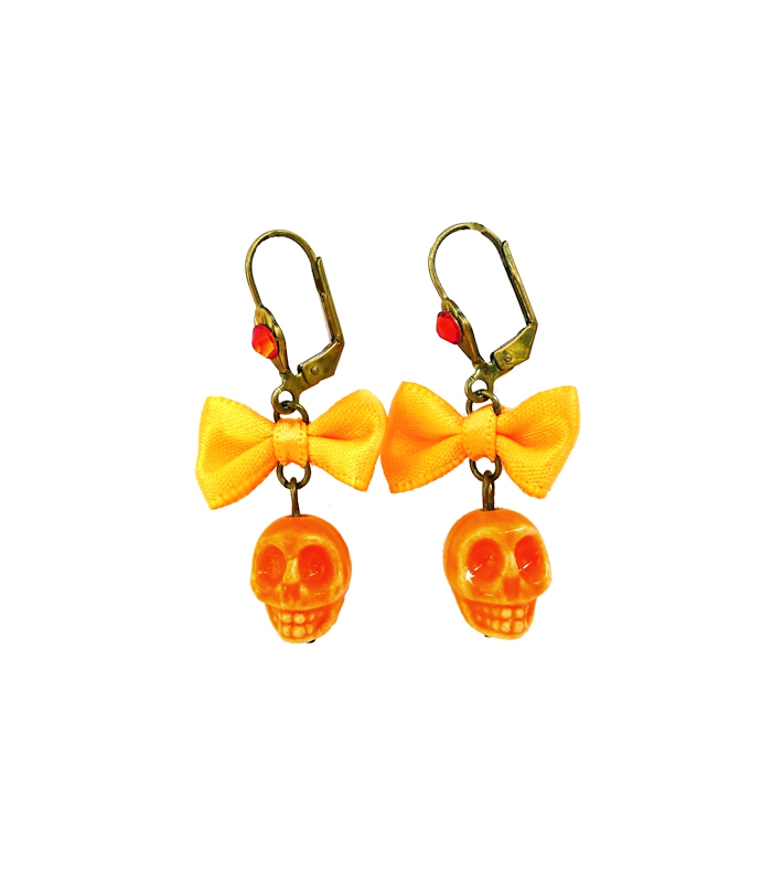 Boucles d'oreilles Santa Muerte orange