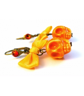 Boucles d'oreilles Santa Muerte orange - Les Bijoux Acidules