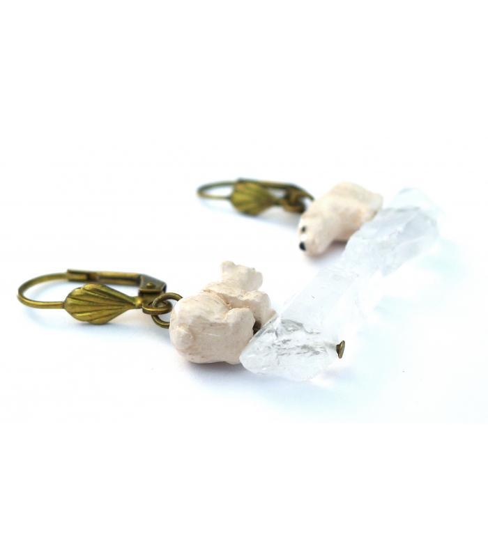 Boucles d'oreilles Ours Blanc