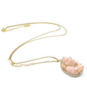 Sautoir Druzy rose poudré - Bijoux Bohème - Les Bijoux Acidules Sautoir Druzy rose poudré - Bijoux Bohème - Les Bijoux Acidules