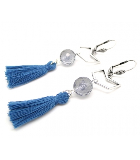 Boucles d'oreilles Chevron Denim - Bijoux Bohème - Les Bijoux Acidules