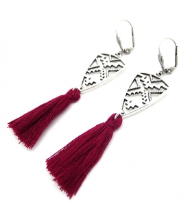 Boucles d'oreilles Bouclier Bordeau - Bijoux Bohème - Les Bijoux Acidules