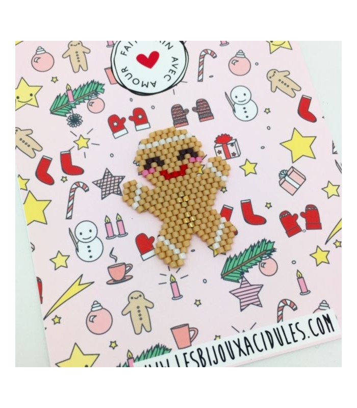 Broche Miyuki Petit Biscuit Pain d'Epices - Les Bijoux Acidules