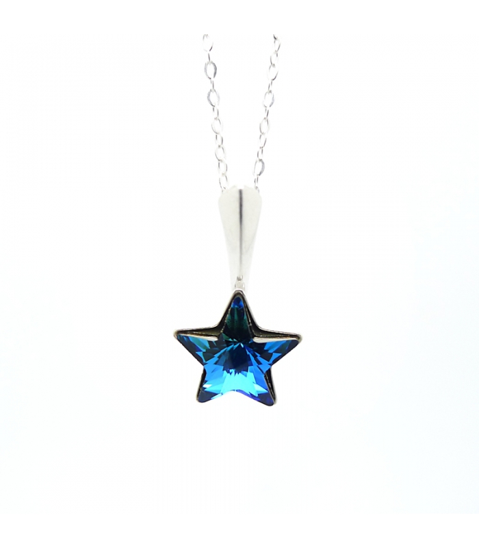 Collier Etoile bleue en cristal et argent 925 - Les Bijoux Acidules